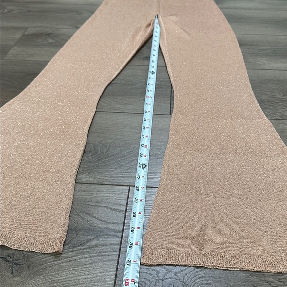 L Space Glisten High Rise Sheer Flare Pants Champagne Pink Gold Size XS‎ - Picture 12 of 13